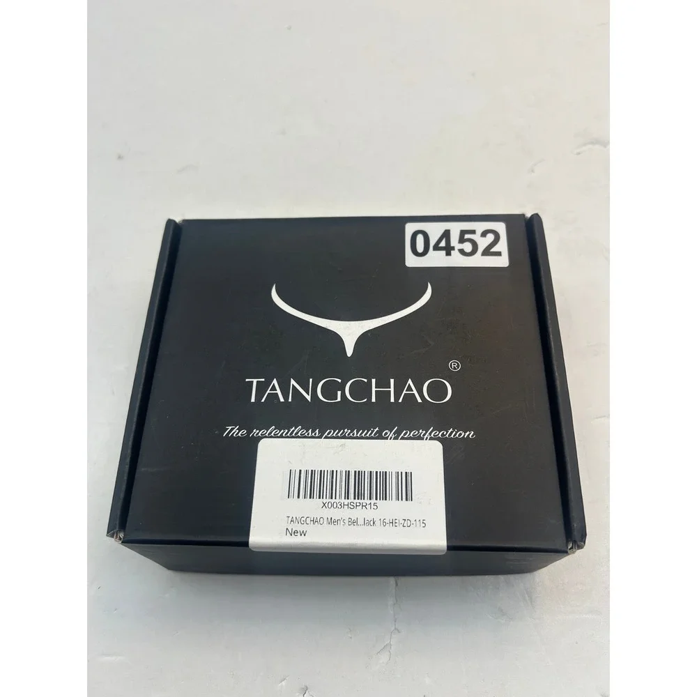TANGCHAO Leather Belt‎ Mens 115cm Black 16-HEI-ZD-115
